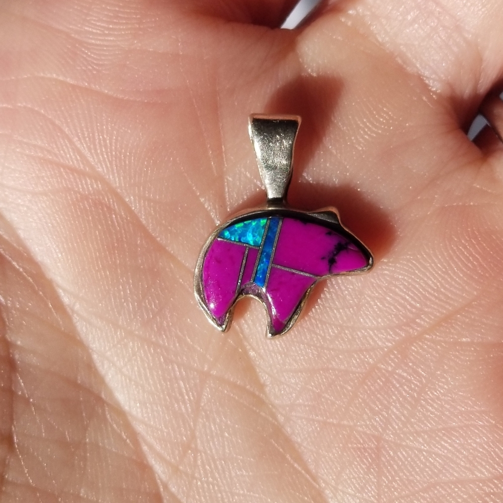 Bear blue opal pendent
